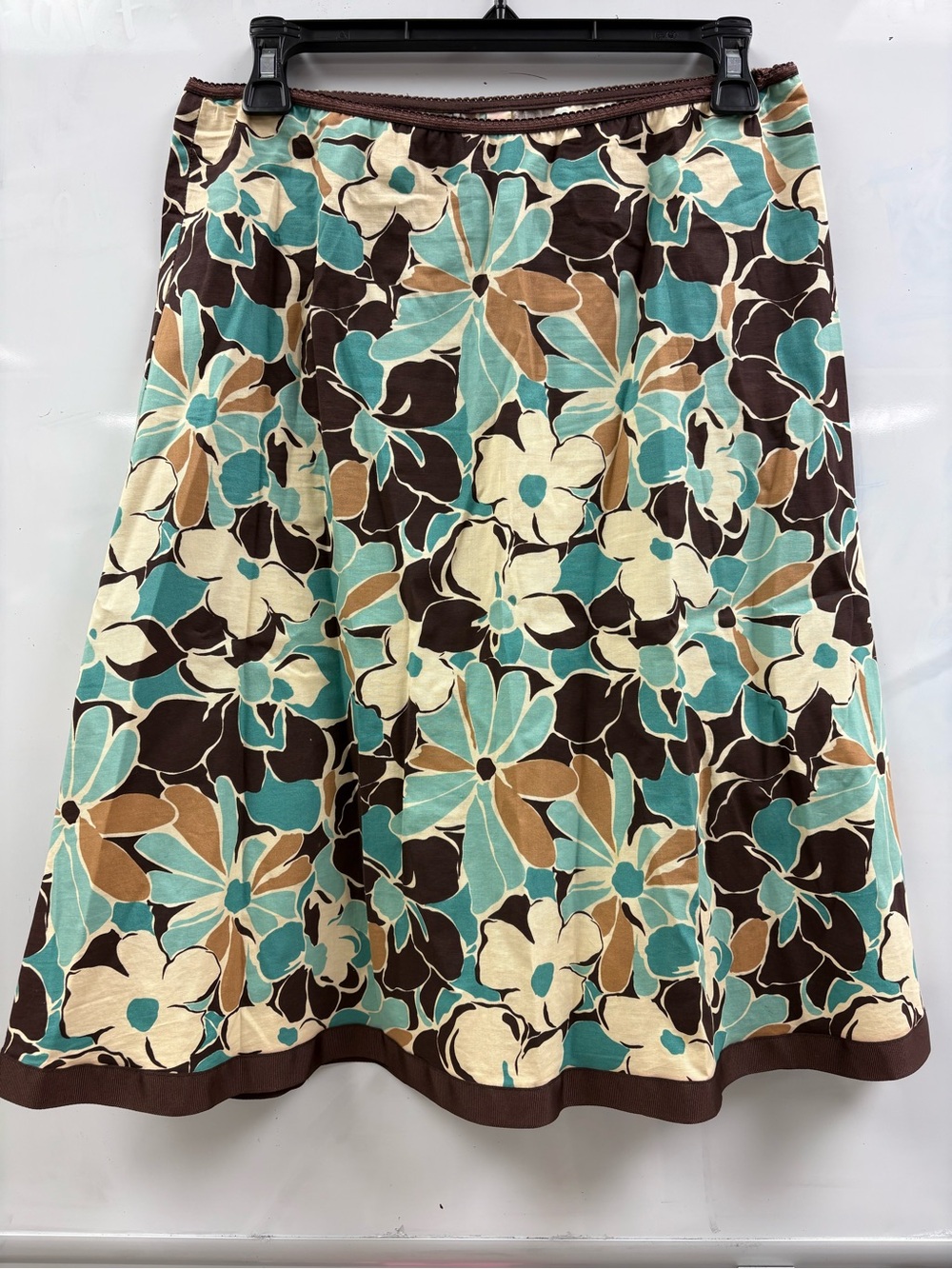 Speechless Floral A-Line Skirt in Teal, Cream & Brown